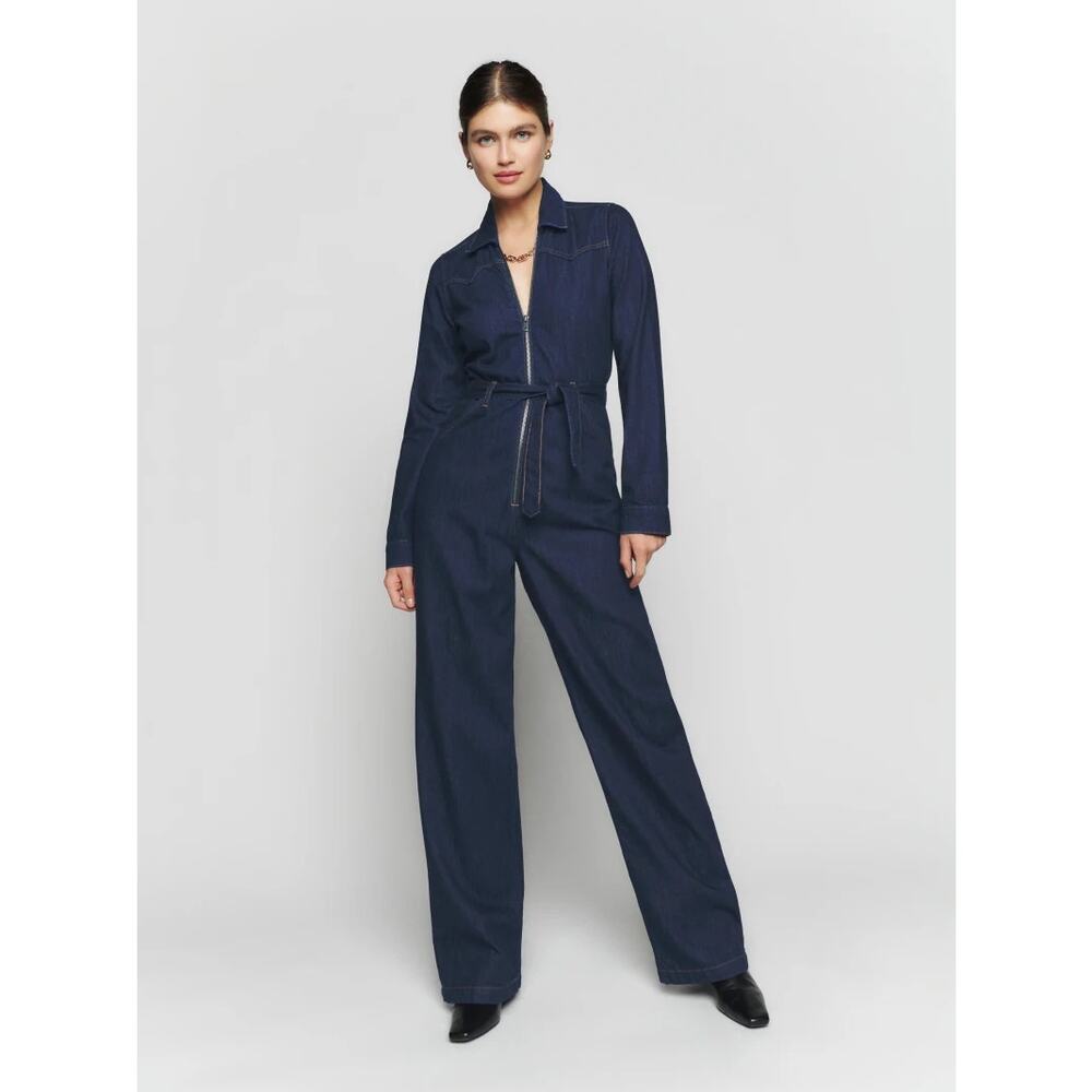 Reformation Jean - Olivia Navy Jumpsuit
